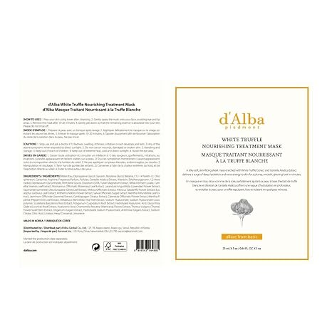 d'Alba Italian White Truffle Nourishing Treatment Mask Nourishing Face Mask for the Night (Pack of 5)