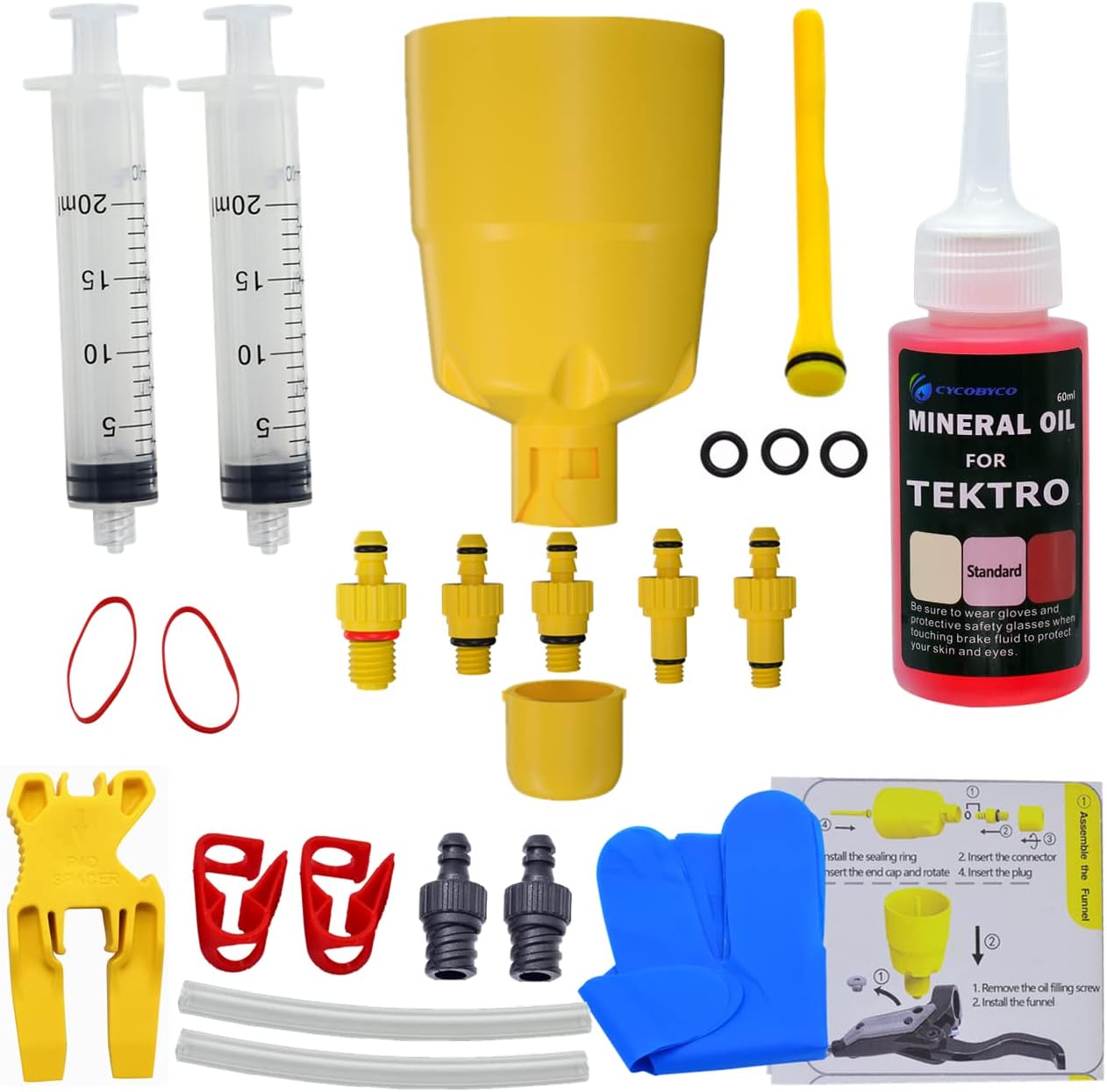 Bleed Kit for TEKTRO-TRP Hydraulic Disc Brakes I Bicycle Brakes Service Kit I Bleed Set with Hydraulic Mineral Oil for Disc Brake Perfect Bleeding of The Bicycle Brake