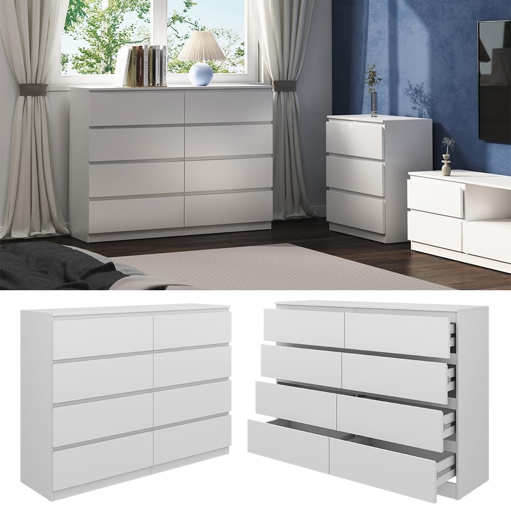 Vicco Cassettiera Calisto, Bianco, 39 x 101.5 cm