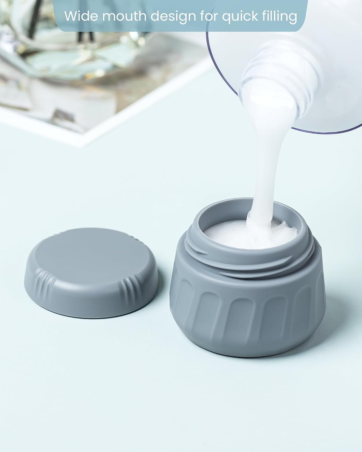 Mrsdry Travel Containers for Toiletries, TSA Approved Travel Size Toiletries 4 Pack, Refillable Containers, With Clear Bag, Leak Proof Silicone Jars, Essentials Creams Jars Carrying Small Items image 2