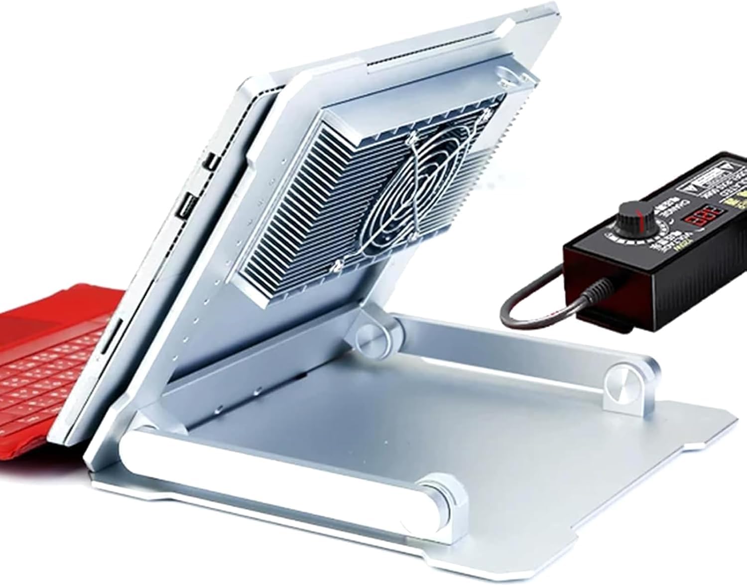 Supporto Per Laptop Con Ventola Di Raffreddamento, Supporto Pieghevole Per Laptop, Supporto Di Raffreddamento Per Laptop, Doppia Piegatura A 180°, Velocità Del Vento E Angolazione Regolabili