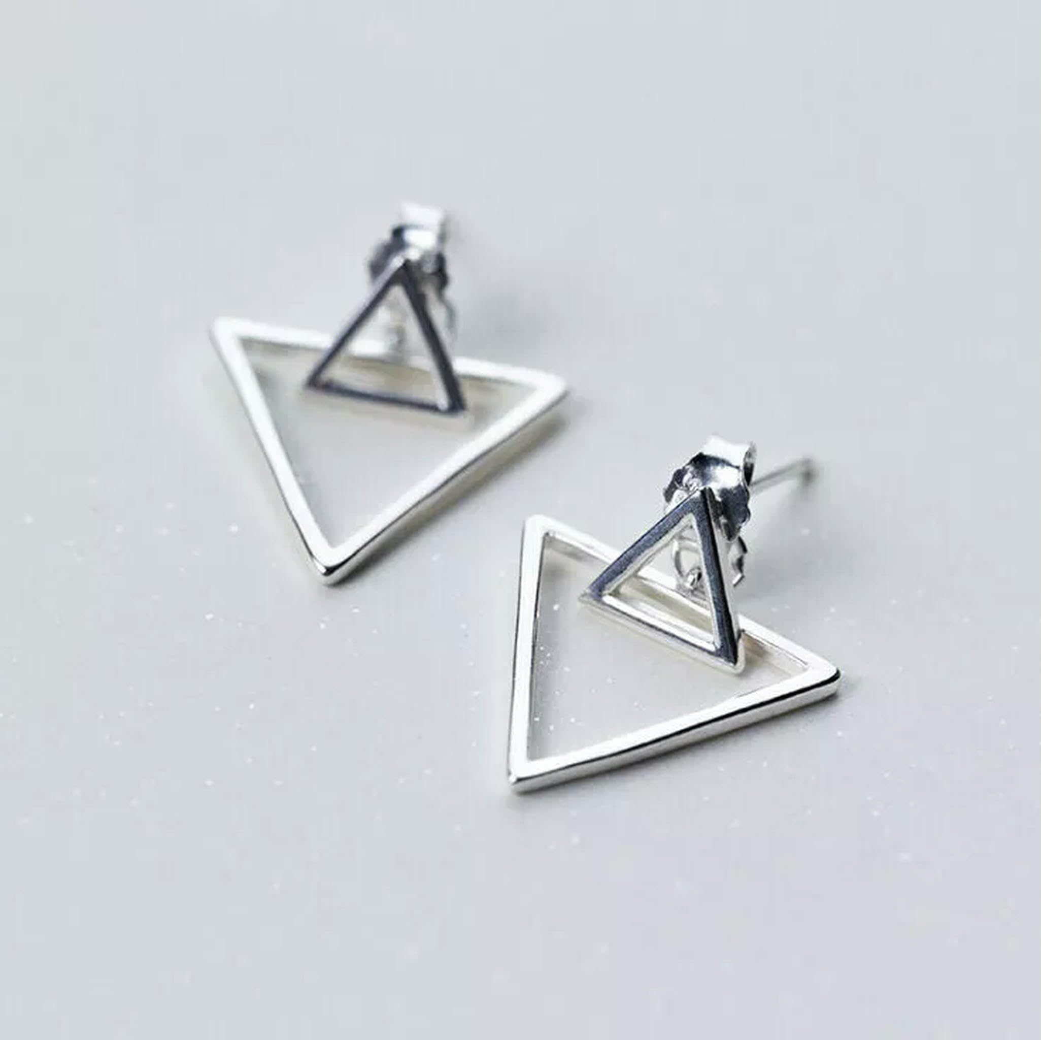 925 Sterling Silber Dreieck Ohrstecker Ear Jacket A1216-default