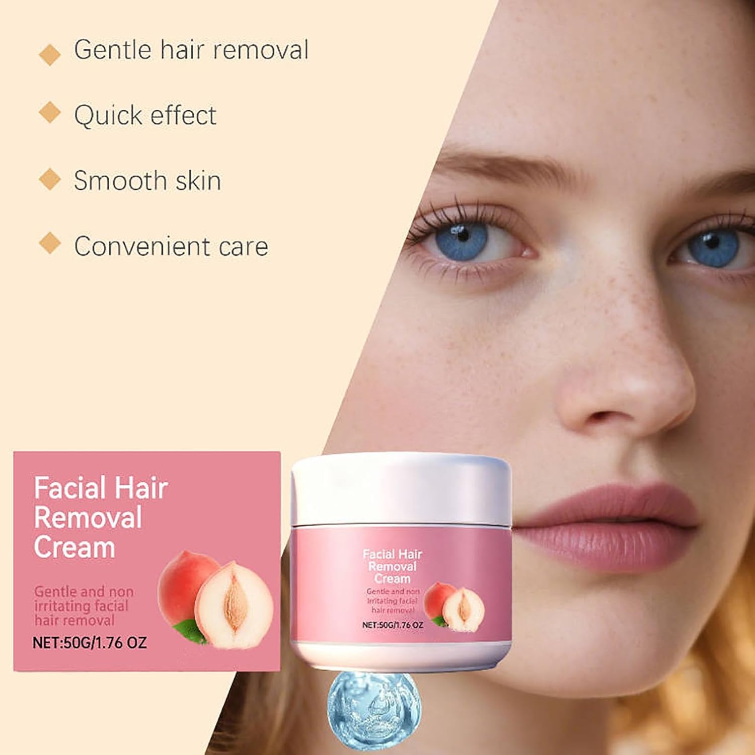 Crema depilatoria per il viso Herbionyx, crema depilatoria rapida, delicata e ad azione rapida per viso e labbra, rimozione dei peli indolore, idratante, nutriente e non appiccicosa.,2PCS