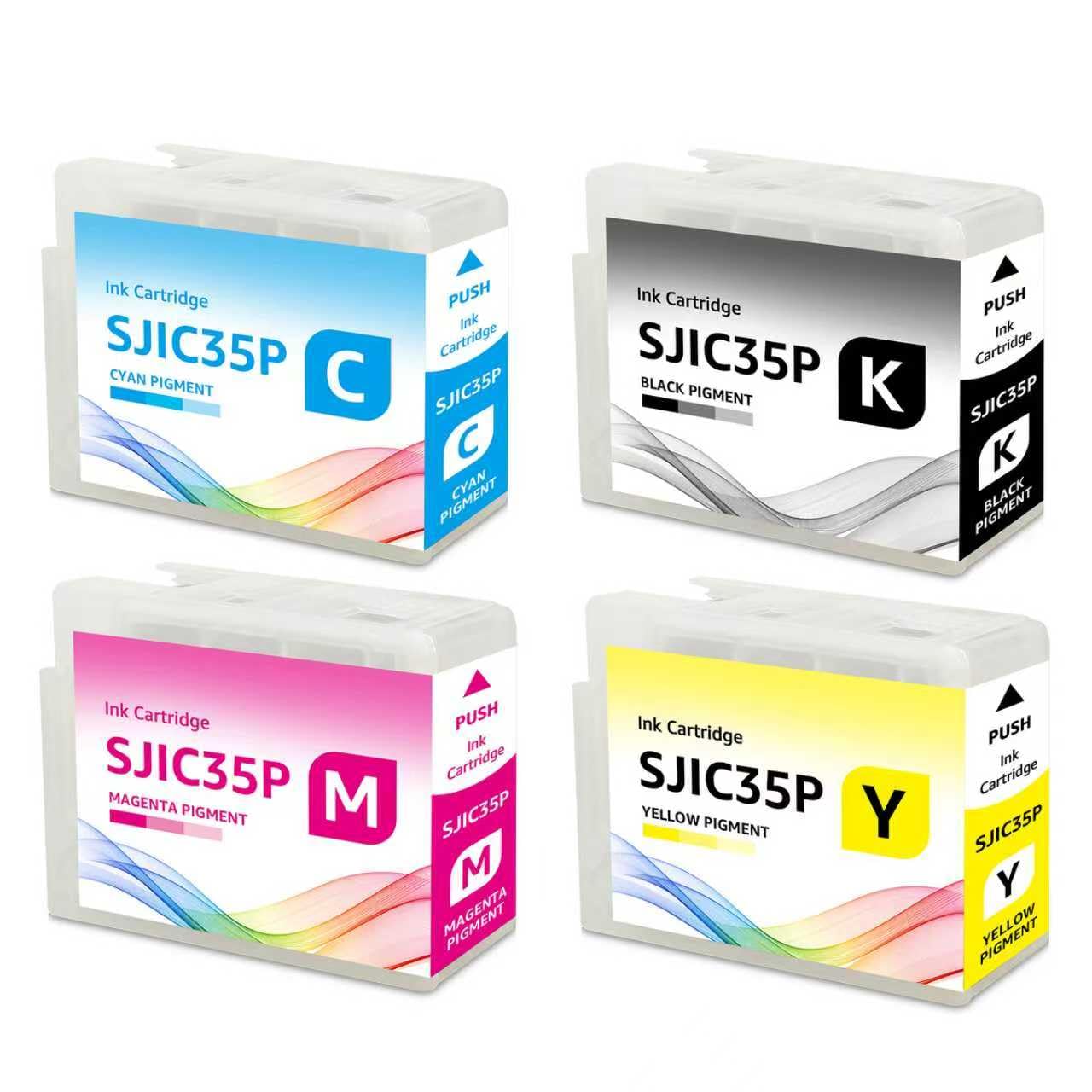 Photo 1 of Transpex Remanufactured SJIC35P Ink Cartridge Replacement for SJIC35P Blakc and Color Ink Used for CW C6000Au CW-C6000Pu CW-C6500Au CW-C6500Pu (4 Pack, 1Black 1Cyan 1Magenta 1Yellow)