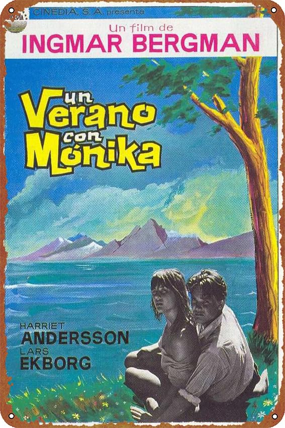 Sommaren med Monika Poster Vintage Tin Sign for Bar Cafe Office Home Wall Decor Gift 12 X 8 inch