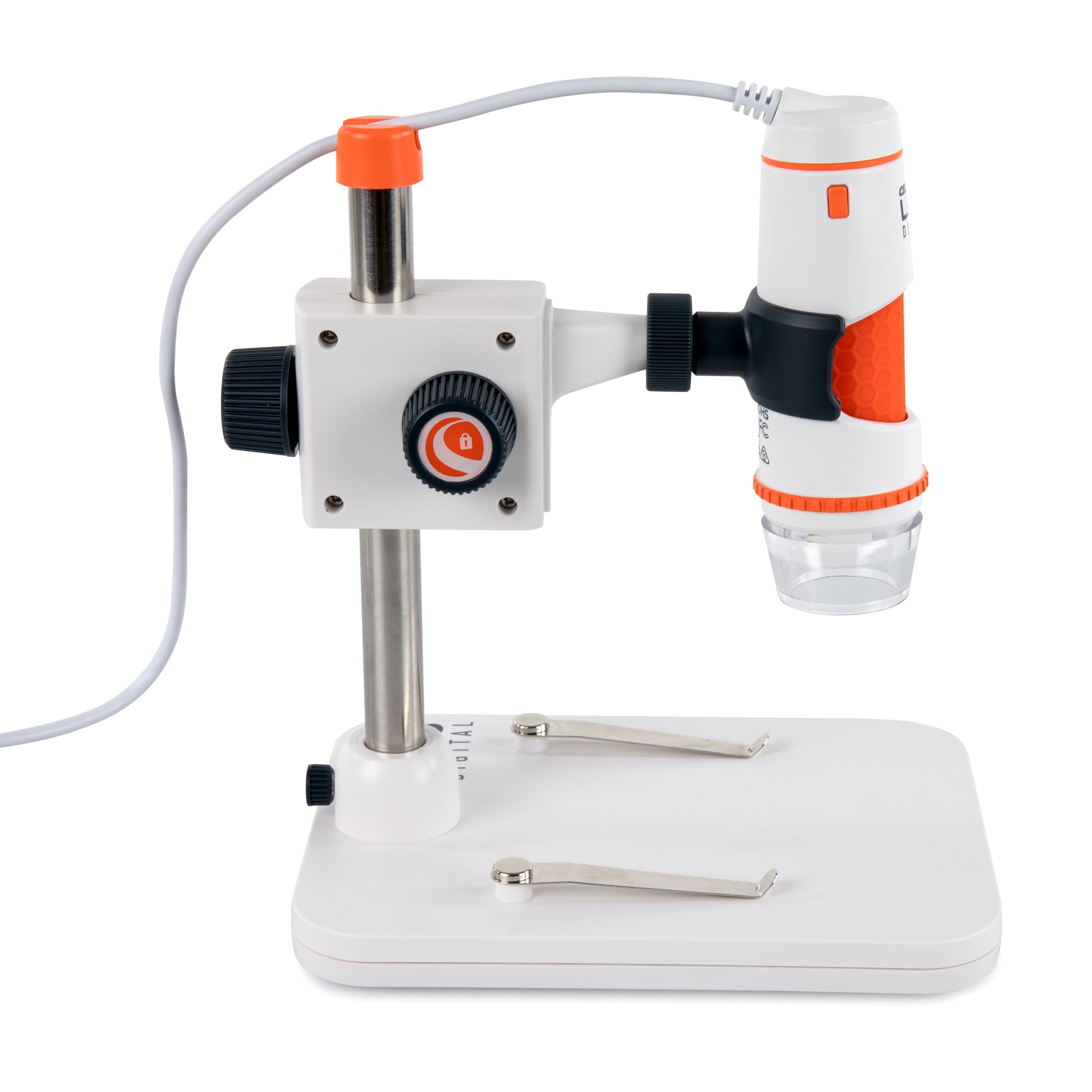 Celestron 44308 Microscopio digitale manuale Pro, Ingrandimento 20x-200x, Grigio/Bianco