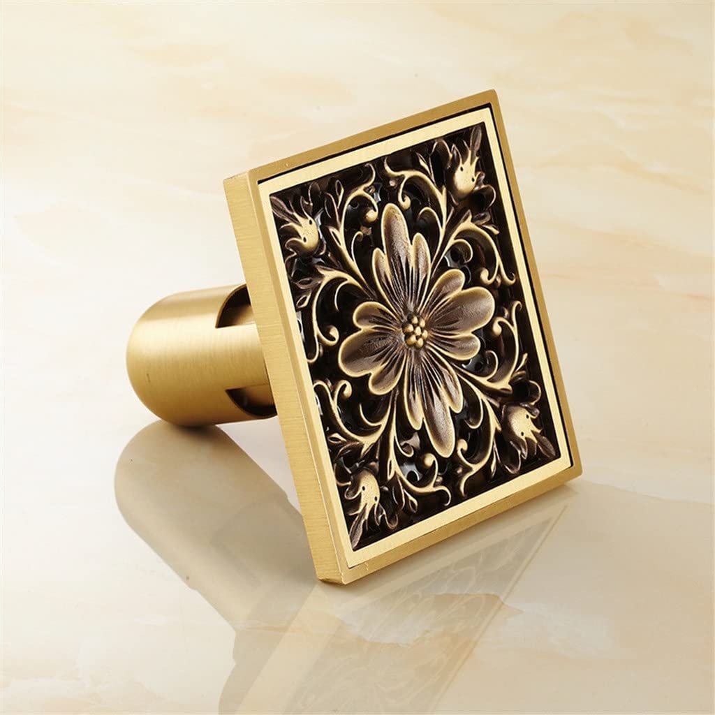 Italiano: 10 * 10 cm Quadrato Antique Brass Art Art Scolpito Bagno Drepidi Doccia Drains Strainer Capelli Dracca da Bagno(I)