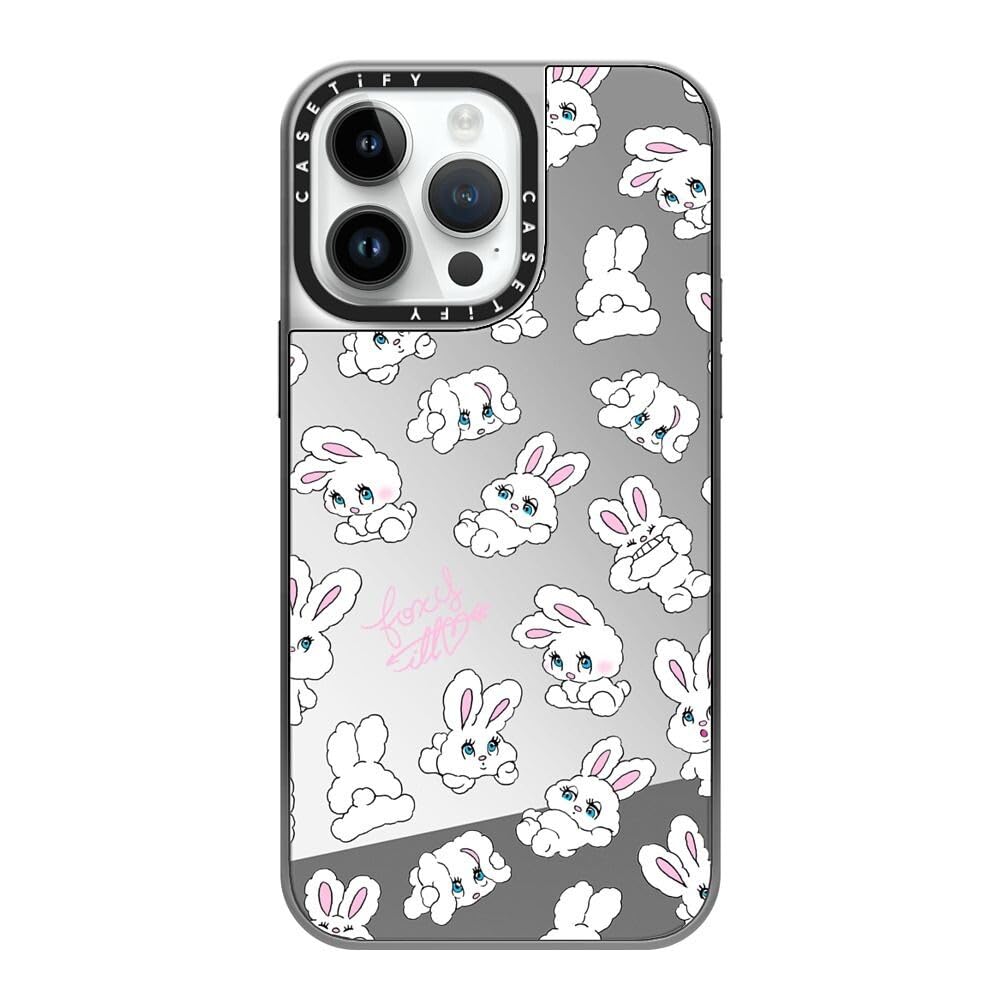 CASETiFY ミラー iPhone 14 Pro Max ケース [1.5mからの落下試験をクリア/MagSafe に対応] - Bunnies by foxy illustrations - シルバー (シルバーバンパー)