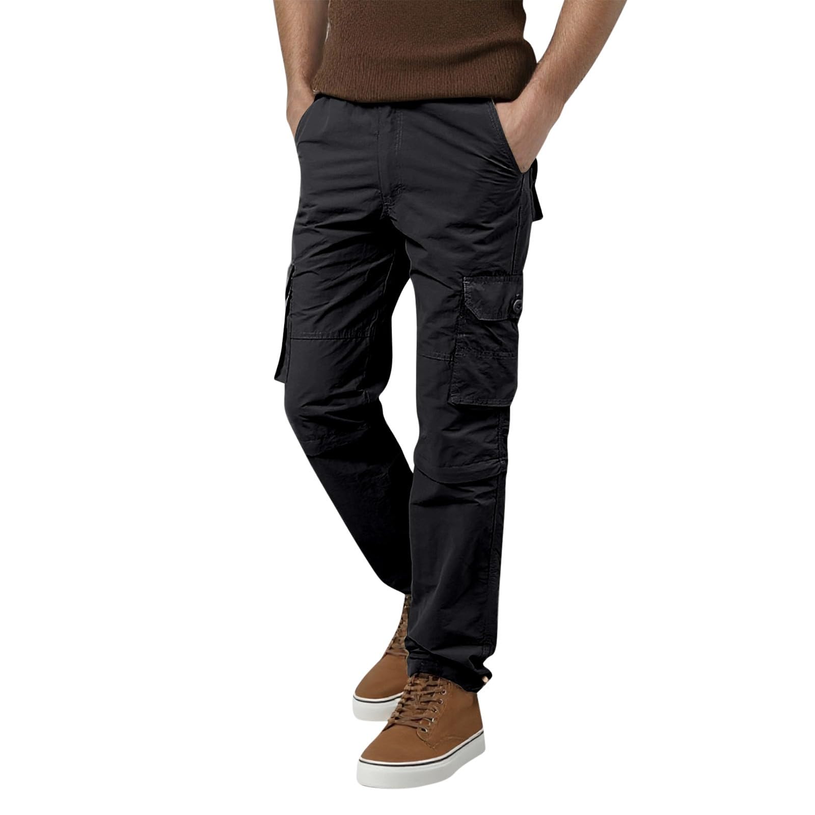Pantalones de senderismo para hombre, convertibles, bolsillos multifunción, rodilleras reforzadas, ideales para actividades al aire libre con cinturón extraíble, material ultraligero para