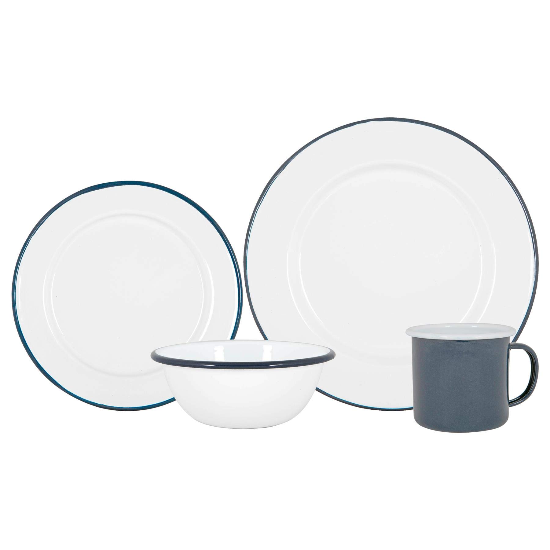 Argon Tableware Weißes Emaille Abendessen 25,5cm 16pc Marine
