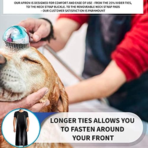 Miniatura 2 de Delantal de vinilo de goma impermeable negro  Delantales ligeros de 43 pulgadas  Plástico resistente a productos químicos industriales, delantal