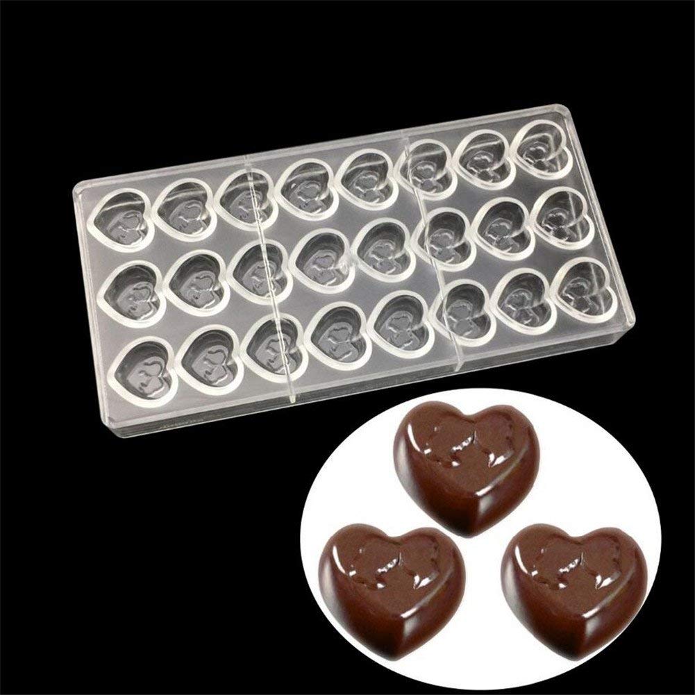 Valink Heart Love Pattern Valentine's Day Gift Love Heart Shape Polycarbonate Chocolate Bar Mold Bakeware Pan, Jelly Mould Candy Soap Ice Tray Pastry Plastic Baking Dish,Chocolate Decorating Tools,Chocolate Mould