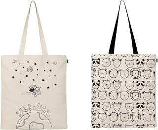 Ecoright Aesthetic Canvas Tote Bag for Women, Reusable Cotton Tote Bag for School, Grocery Store, Shopping, Beach and Gifts for Women, Houston Cute Animals, One Size, Utility