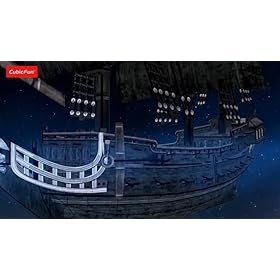 3D Puzzles for Adults Led Pirate Ship Queen Anne's Revenge Large 27'' Model Craft Kits Desk Decor Sailboat Brain Teaser… 61FWVFU5U2L