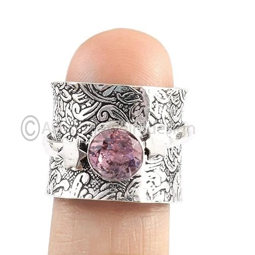 Miniatura 2 de ArtisanJewelrydesign Rose Quartz Spinner Ring, Handmade Jewelry, Spinner Band Ring, Star Spinner Ring, Thumb Spin Ring, Boho Ring Silver, Fidget