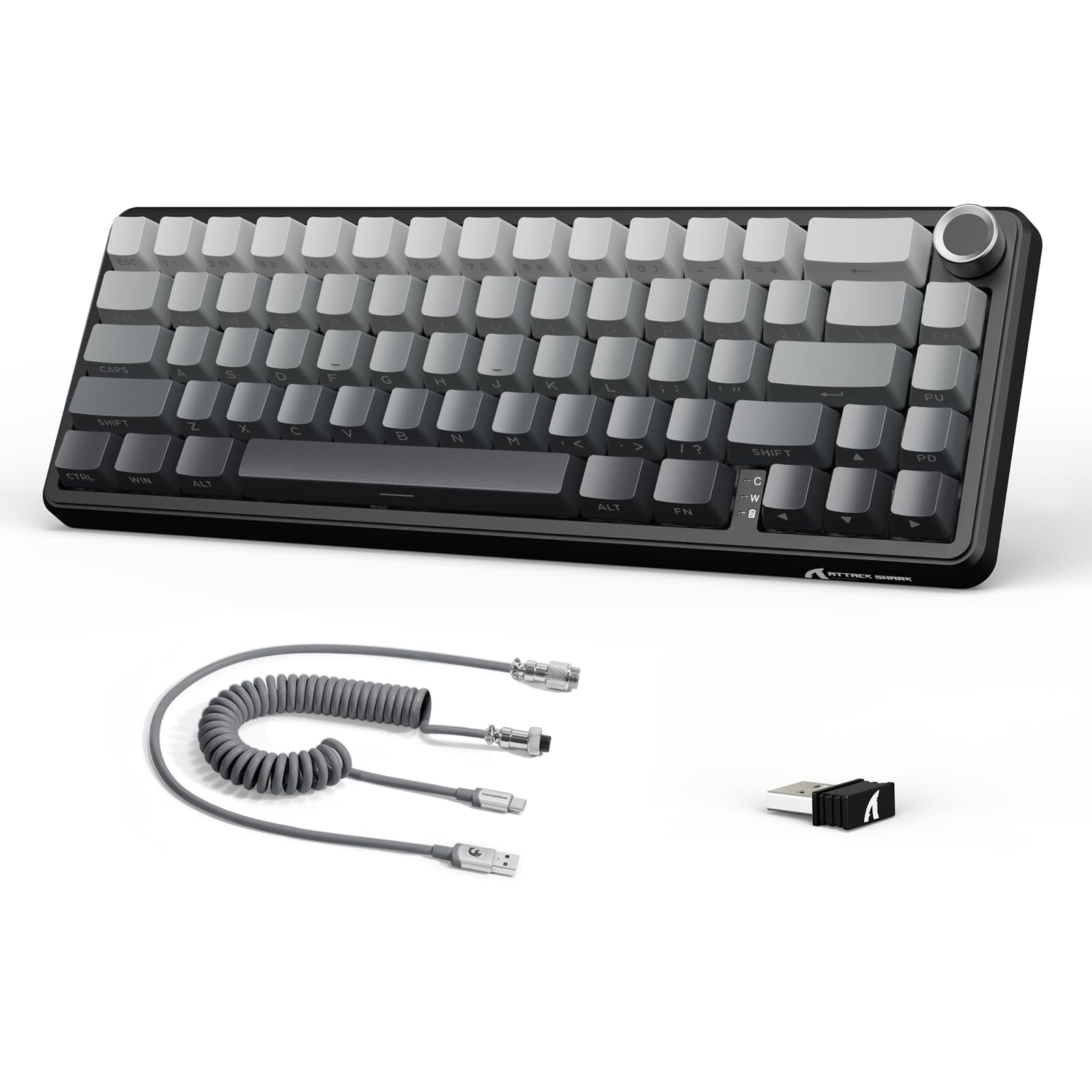 LexonElecx Attack Shark X66 60% Wireless Mechanical Keyboard with Volume Knob, Hot Swappable Gasket Mount, 2.4G/USB-C/BT5.0 Tri-Mode, PBT Keycaps, Mini 66 Keys RGB Gaming Keyboard for Win/Mac-Grey