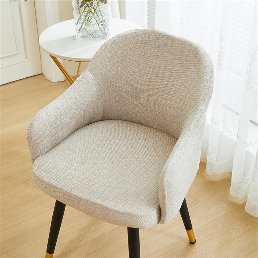Highdi Chenille Stuhlhussen mit Armlehne, Stretch Stuhlbezug Hochlehner Esszimmerstühle Bezug Sesselbezug Waschbar Universal Hussen für Stühle, Esszimmer Hotel Bankett Deko (Khaki,6er Set)