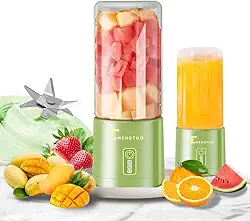 Liquidificador, Mixer e Batedeira! Copo de Vidro 400ML, 120W de Potência, 10 Lâminas Multiuso，Perfeito para Sucos, Vitaminas, Açaí e Vegetais (Verde)