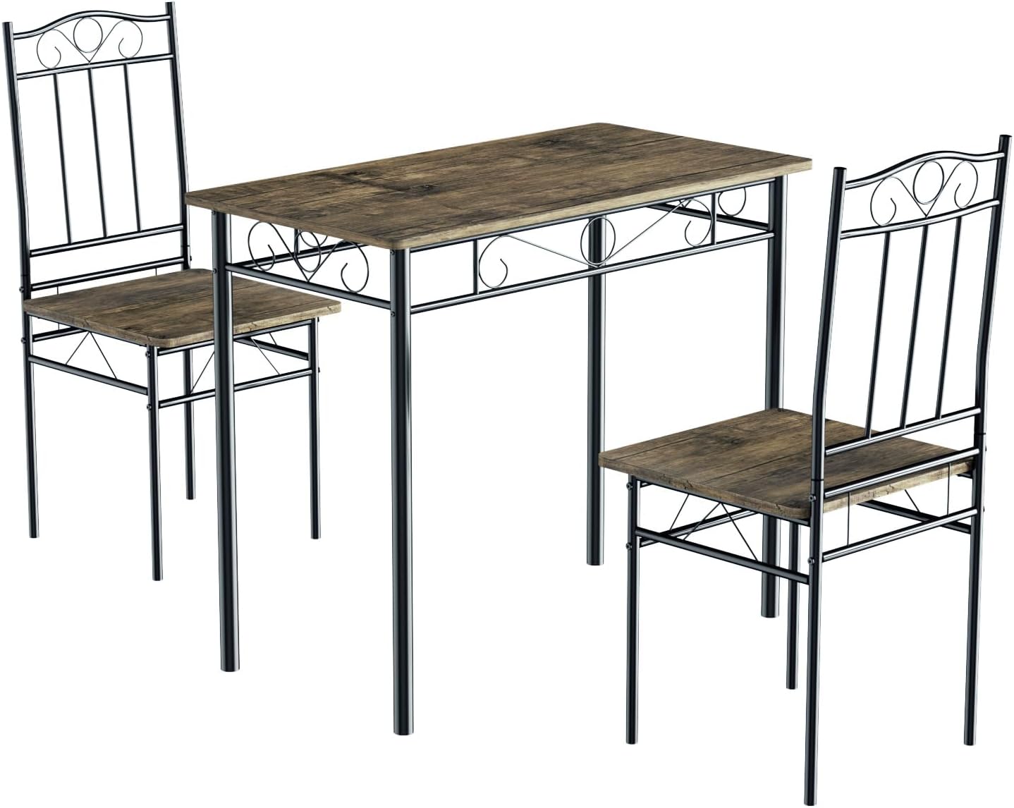 LafeuR Esstisch mit 4 Stühlen Set, KüchentischSet aus Schwarze