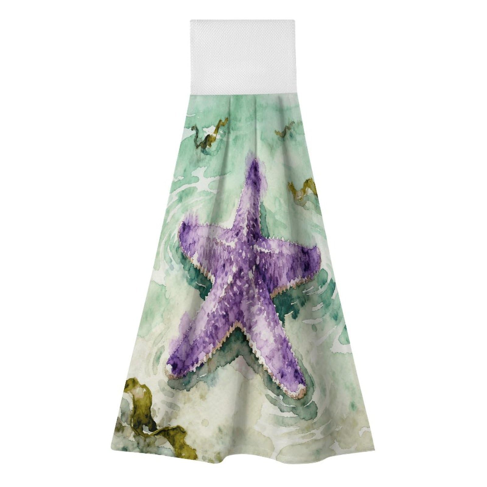 LZQPOEAS Starfish Hand Towel Reusable Polyester Towel Quick Dry Microfiber Washcloths, Reusable Lint Free Cleaning Towels for Bathroom Kitchen Hotel Spa Home Daily Use