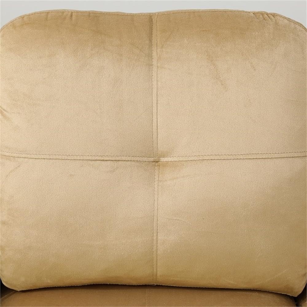 Pemberly Row Contemporary Microfiber Right Facing Sectional Sofa, Beige Finish, 35" H x 103.5" W x 74.5" D, Faux Leather Trim, Includes Toss Pillow, Modern Design Living Room Furniture, Easy Assembly