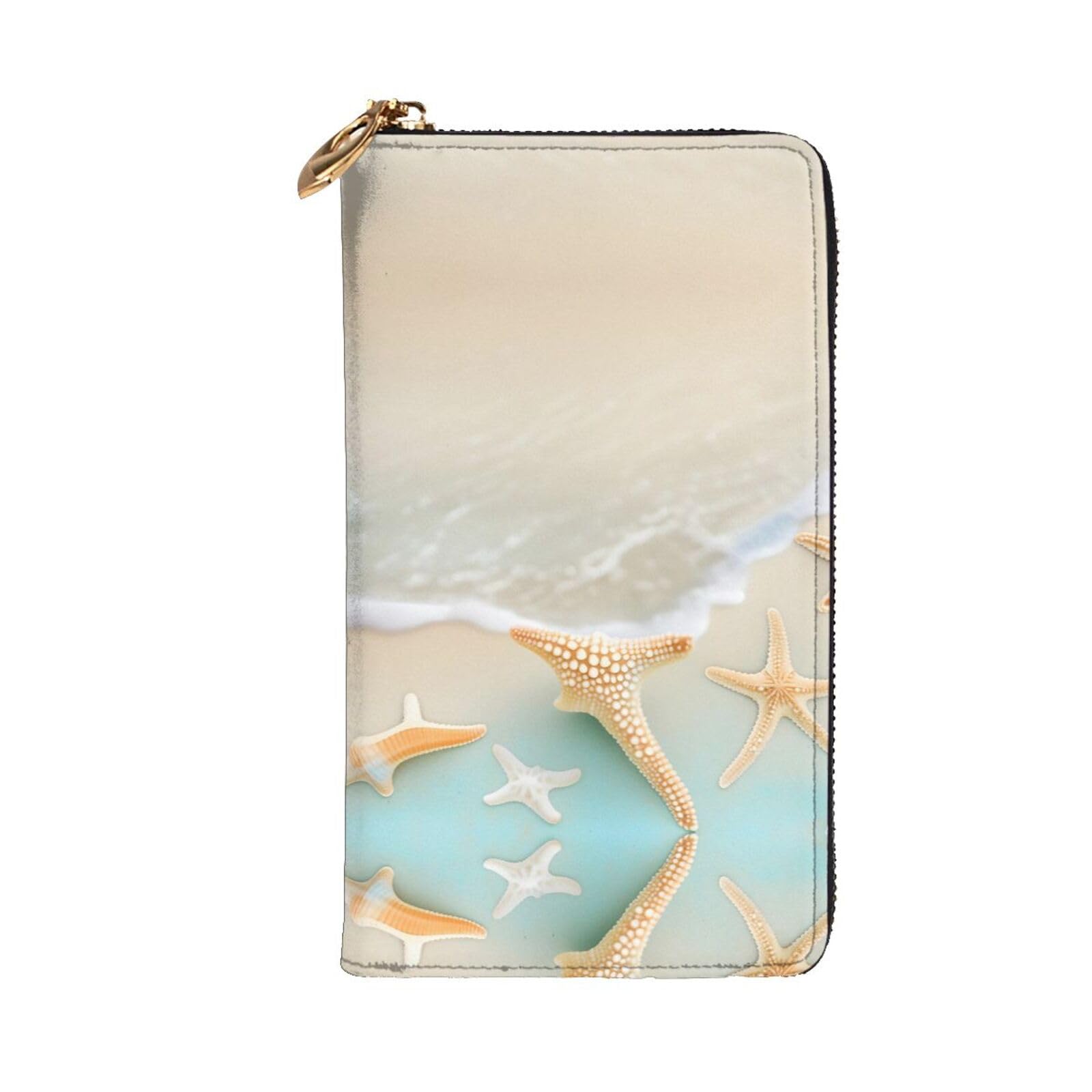HerYng Beach Starfish Long Zip Clutch Wallet - Unisex Phone Case with Credit Card Slots, Coin Compartment, Cash Slot