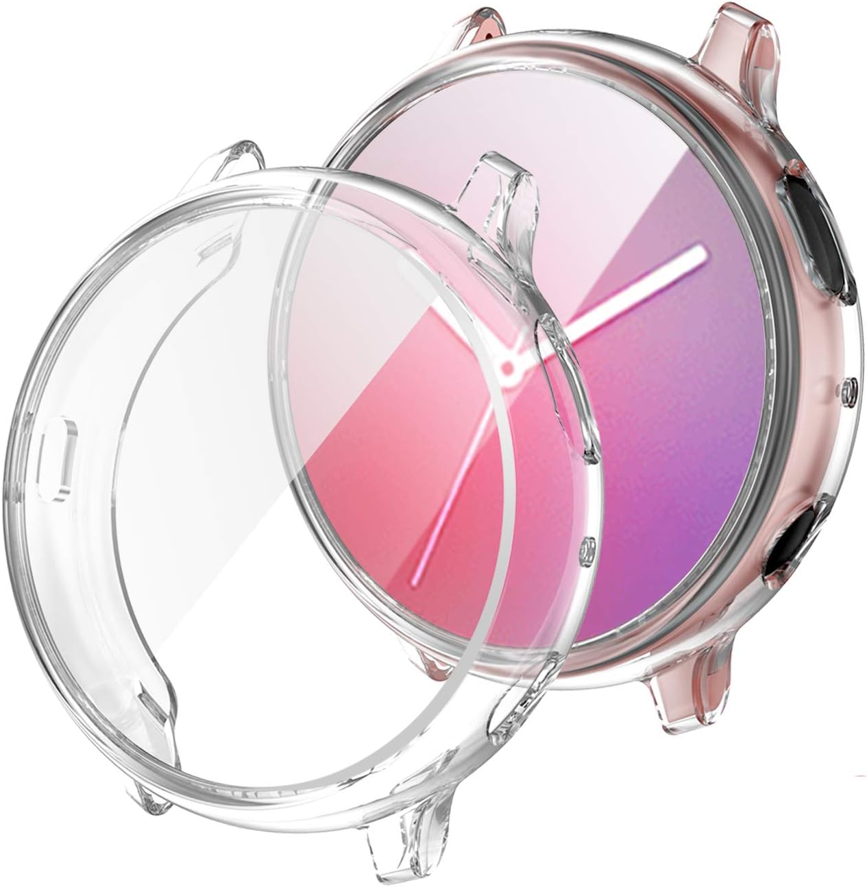 [2 Pack] Lerobo Case for Samsung Galaxy Watch Active 2 with Screen Protector,HD Clear Hard Screen Protector with Full Edges Cover for Galaxy Watch Active 2 40mm (Clear/Clear)