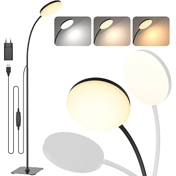 Mojimdo Stehlampe [3 Farben & 10 Helligkeiten] Schlanke LED Leselampe Stehend Dimmbar Einstellbare Flexible Stehleuchte f r Kinderzimmer B ro Wohnzimmer Ecke Nachttischlampe [Energieklasse A]