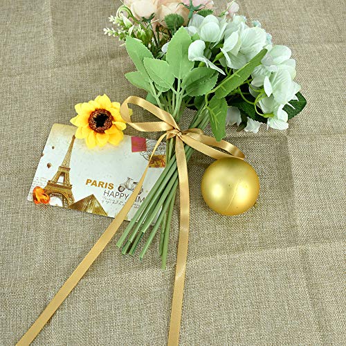 Toniful 3/8 Inch X 100Yds Gold Satin Ribbon Thin Solid Fabric Ribbons Roll For Gift Wrapping Invitation Floral Hair Balloons Craft Sewing Party Wedding Popsicles Decoration Valentine's Day Bouquet #TOP4