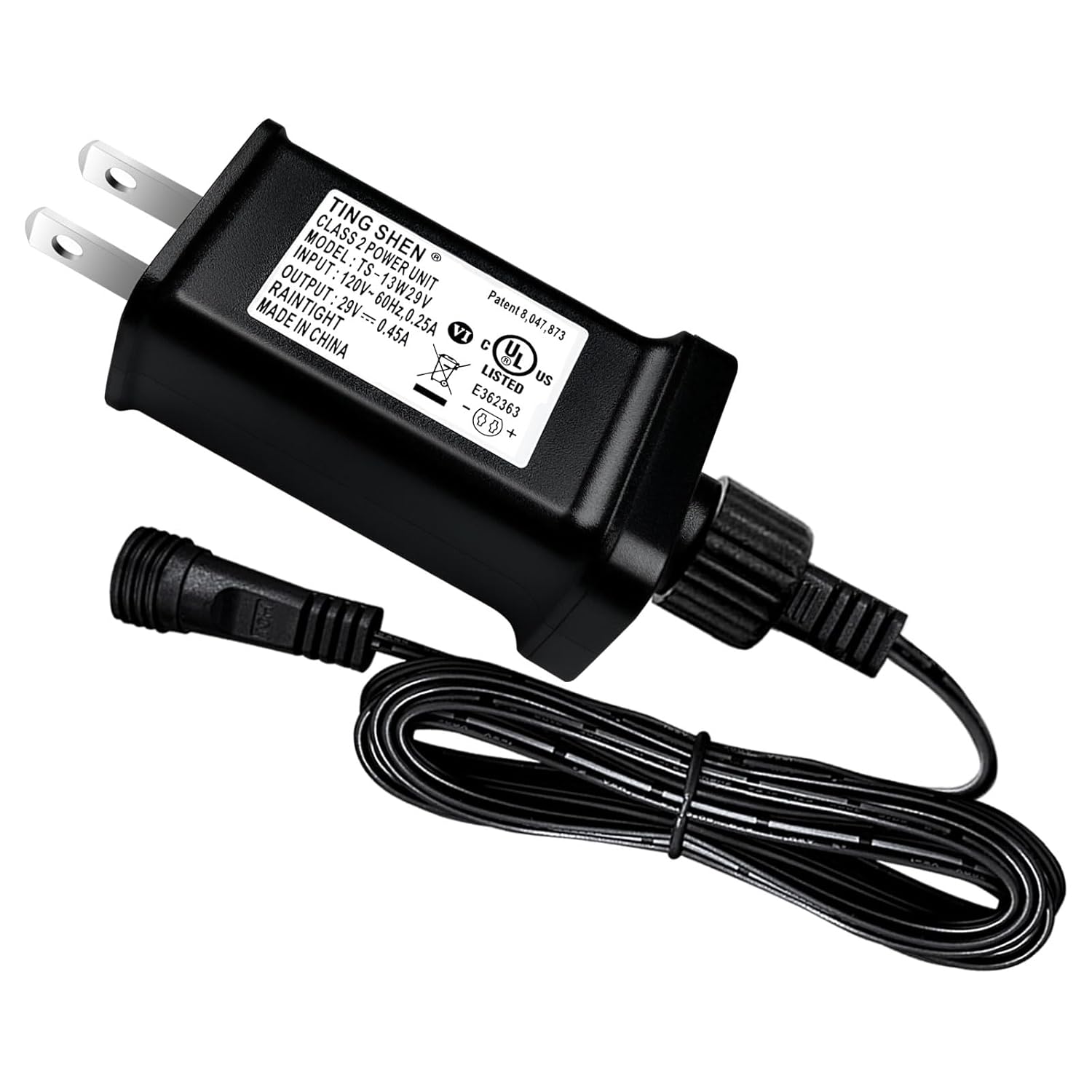 LED Transformer 29V 8W Power Supply Model TS-8W29V Replacement Parts IP44 US Plug Adapter, Seasonal-Use Driver for String Light, Christmas Tree Holiday Lighting