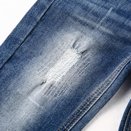 KIDSCOOL SPACE Girls Slim Jeans,Elastic Waistband Inside Baby Little Big Girl Ripped Holes Denim Pants4