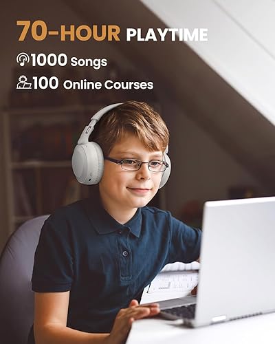 Miniatura 3 de Acer OHR205 - Auriculares inalámbricos Bluetooth, 70 horas de reproducción, auriculares plegables sobre la oreja con controladores de 40 mm,