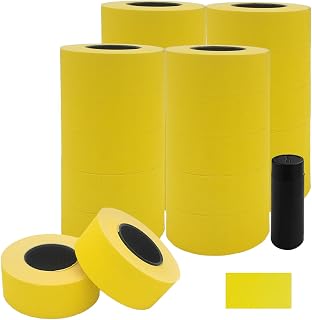 Motex 2 Line Blank Labels - 20,000 Fluorescent Yellow Blank Price and Date Gun Labels with 1 Ink Roller, Fits MX-2316NEW