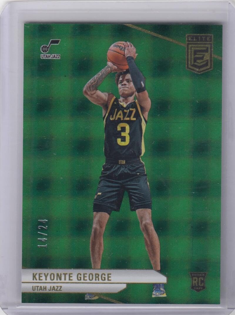 Basketball Trading Card 2023-24 Donruss Elite International Hyper Green #221 Keyonte George EX/NM RC Rookie 14/24 Jazz