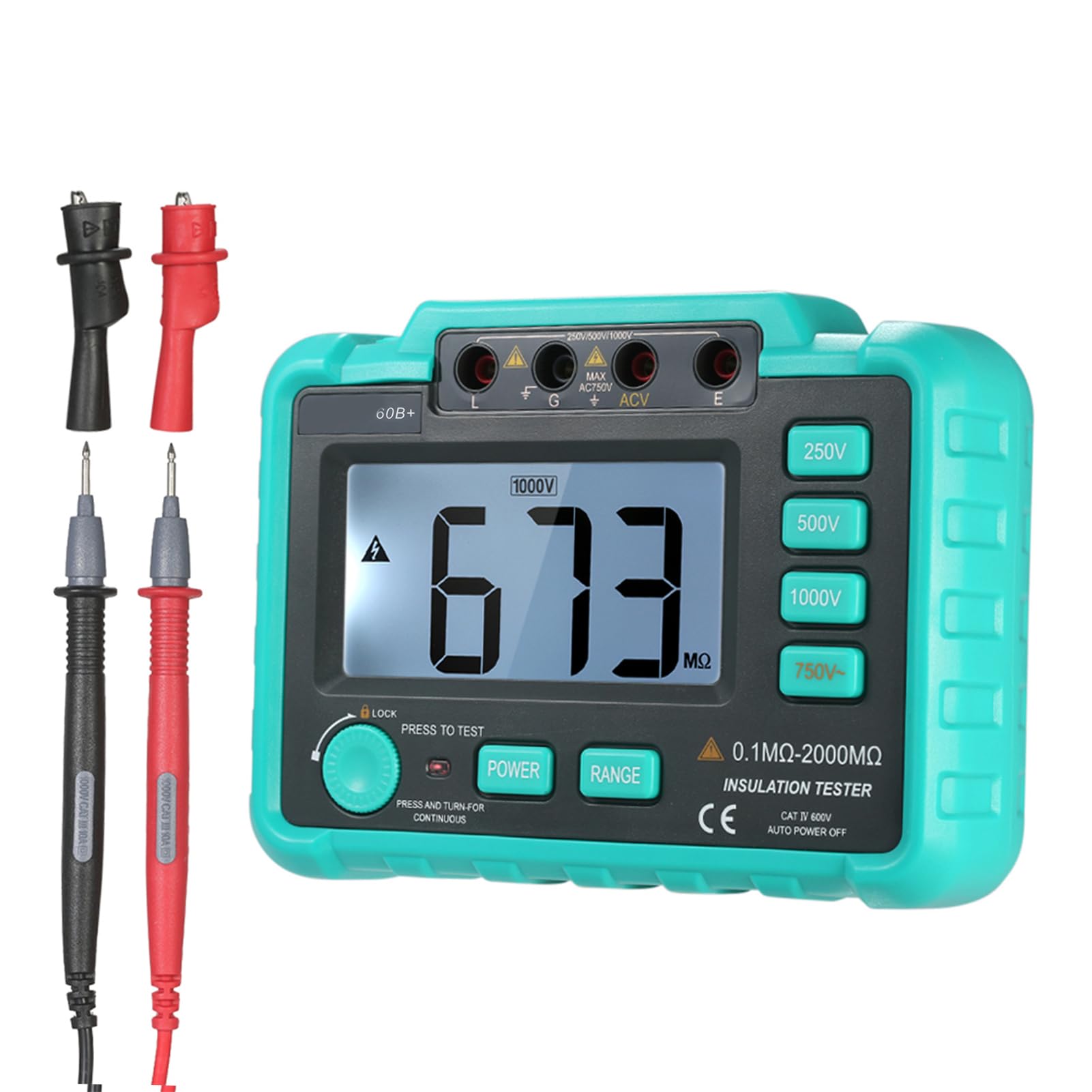 HUIOP VC60B tester rezystancji LCD cyfrowy tester rezystancji izolacji megahm metr megaomierz DC250V/500 V/1000 V AC750V