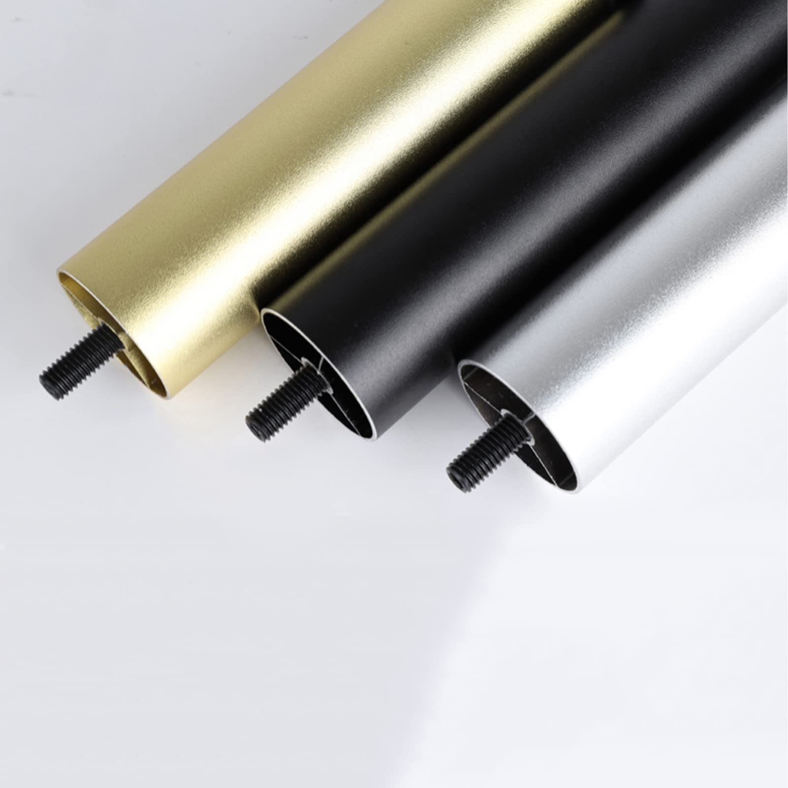 4 gambe regolabili per mobili, piedini in metallo, resistenti, in lega di alluminio, per divano e letto, altezza da 6 cm a 30 cm, M6 (15 cm), colore nero, perfette per casa e ufficio.