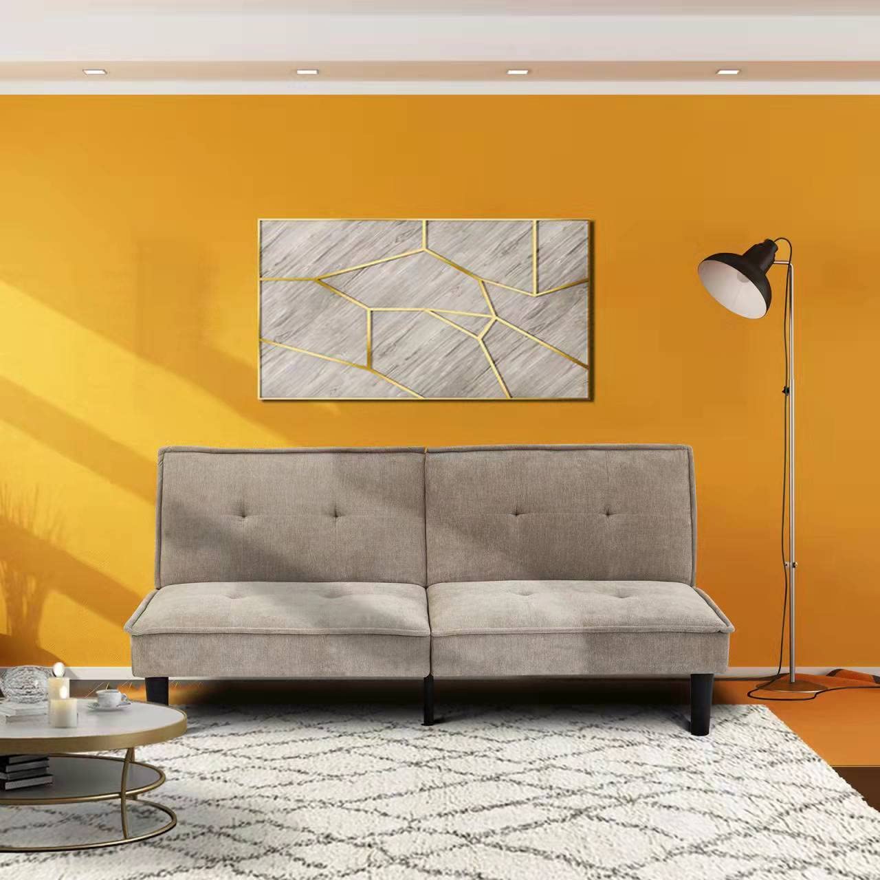 Opoiar Sofa Bed,Futon Sofa Bed,Sleeper Sofa Bed Couch,Modern Futon Mattress,Daybed Armless Couch for Living Room,Office, Studio,Apartment,Small Space,Compact Room,Loft - Khaki Green/Fabric