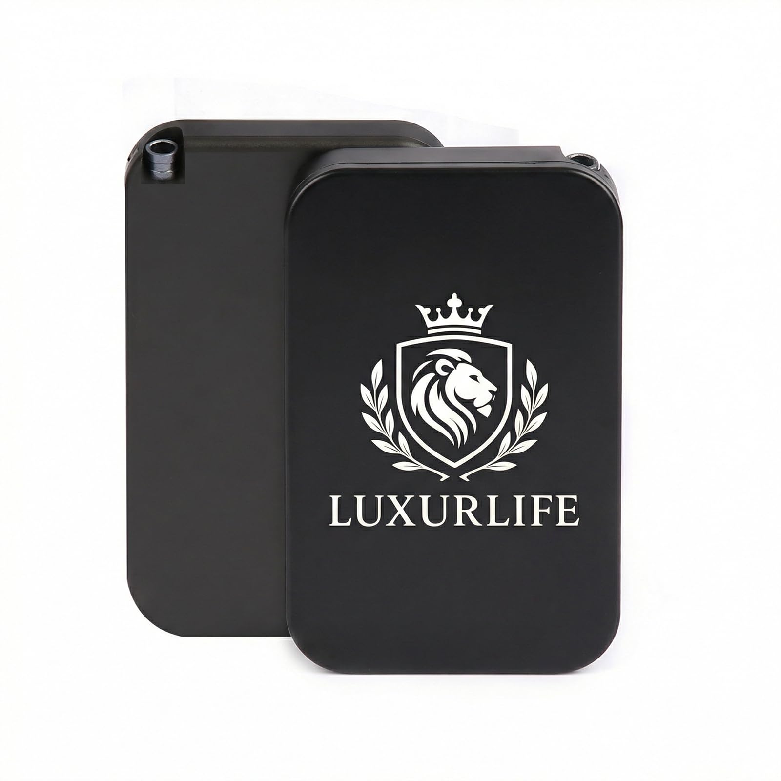 Aufbewahrungsbox aus Aluminiumlegierung, 8 Fächer, 2-reihiges Design, Löwen-Wappen mit Lasergravur, Tragbares Geschenkset (Obsidian Black)