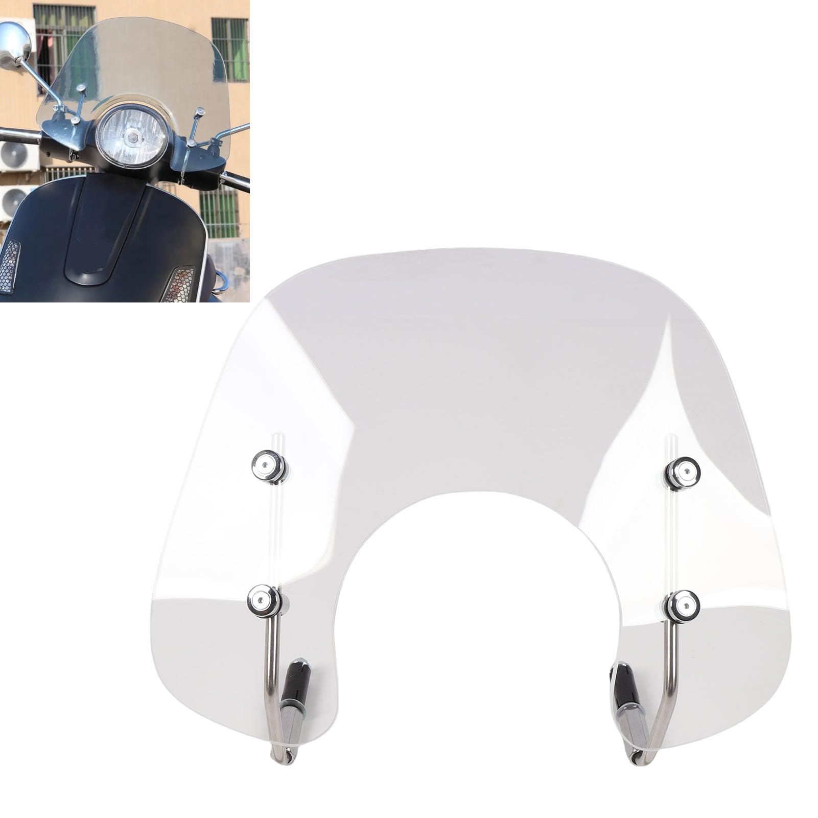 Deflettore D'aria Durevole per Parabrezza Moto per Primavera 50 125 150, Installazione Facile per Ciclisti, Materiale in Acciaio Al Carbonio Acrilico (Trasparente)