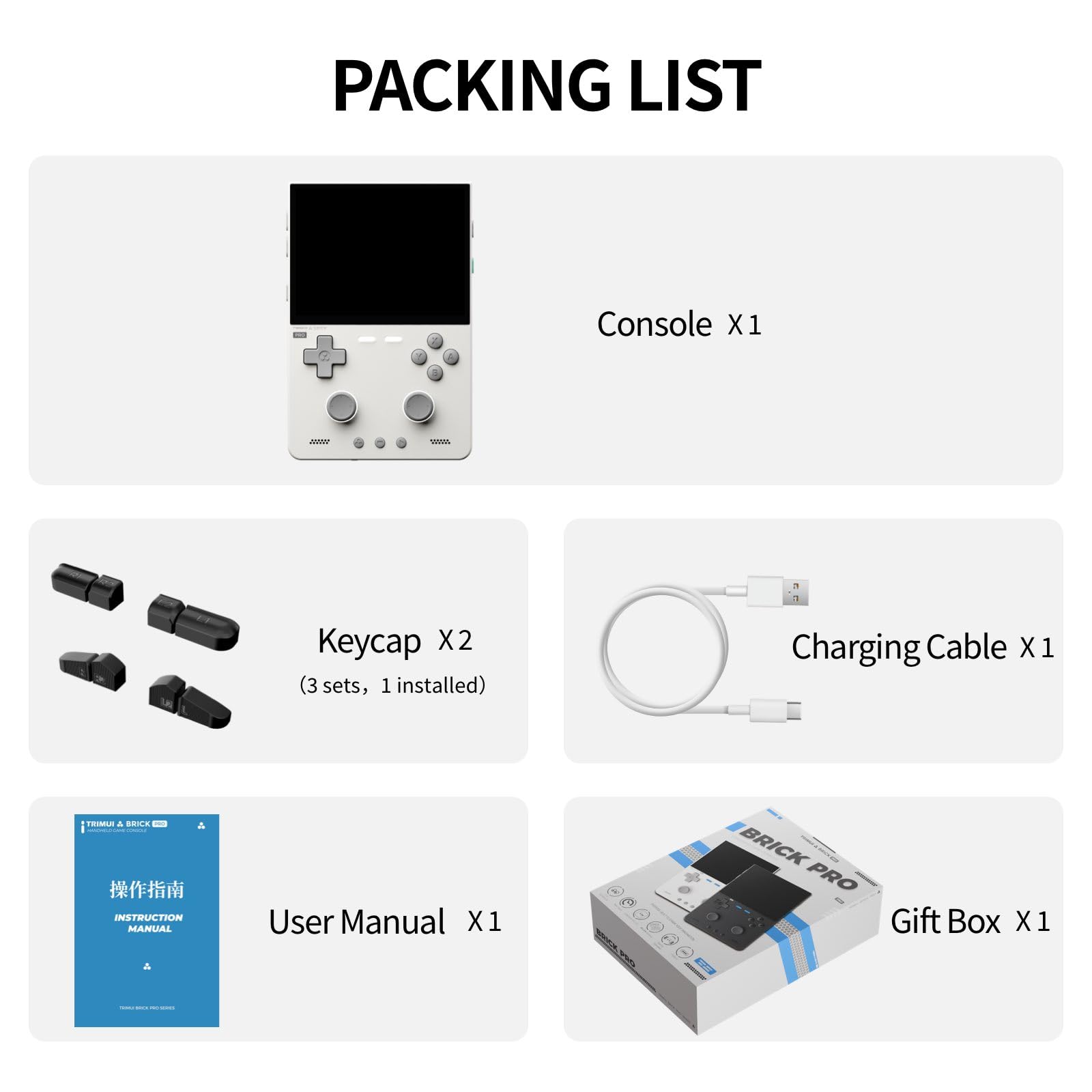 Console di gioco portatile retrò Brick Pro con scheda TF da 64 GB, display IPS completamente laminato da 10 cm, dispositivo di gioco Linux Open‑Source, joystick a doppio effetto Hall, batteria da 5000