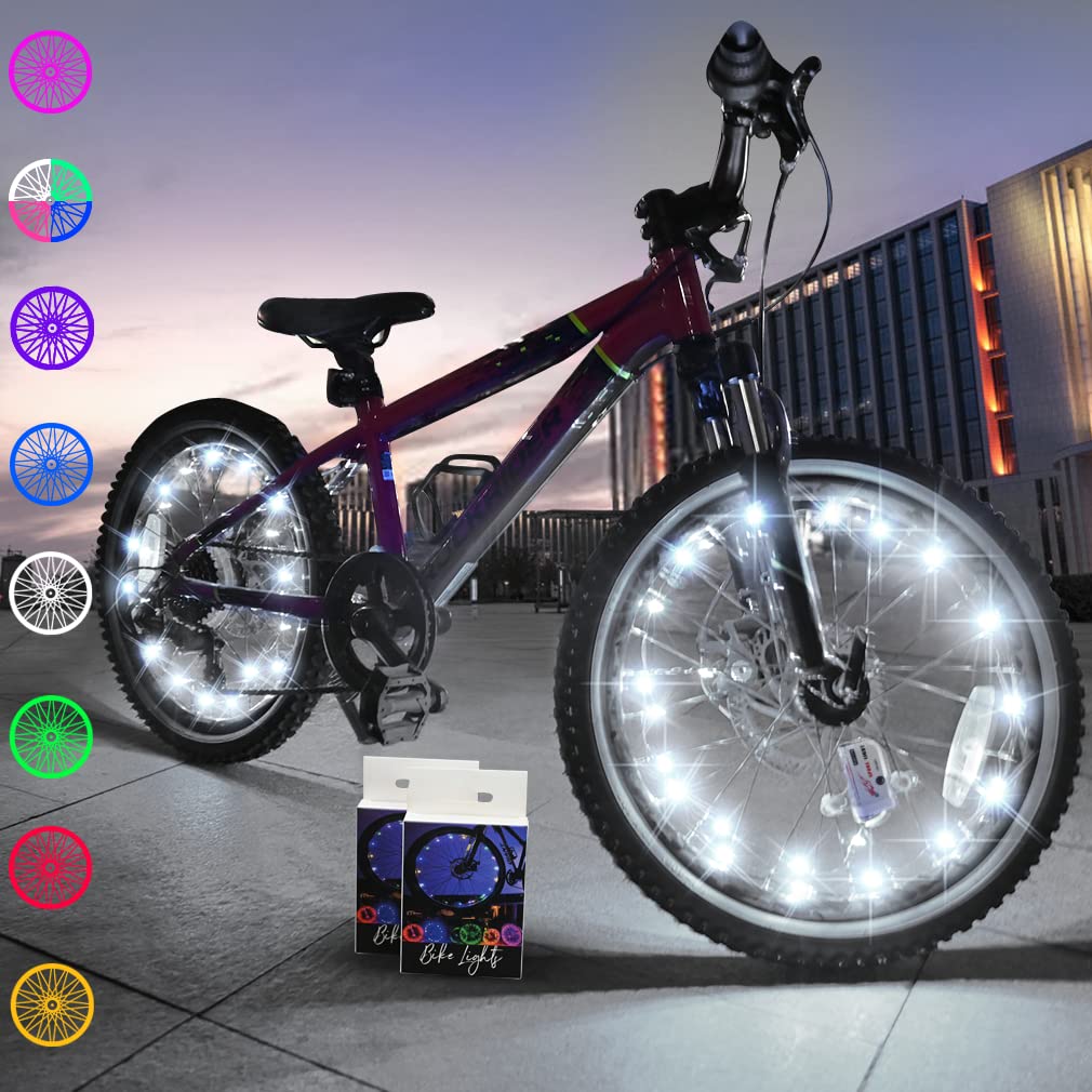 TINANA 2 Tire Pack LED Bike Wheel Lights Ultra Bright Waterproof Bicycle Spoke Lights Cycling Decoration Safety Warning Tire Strip Light for Kids Adults Night Riding