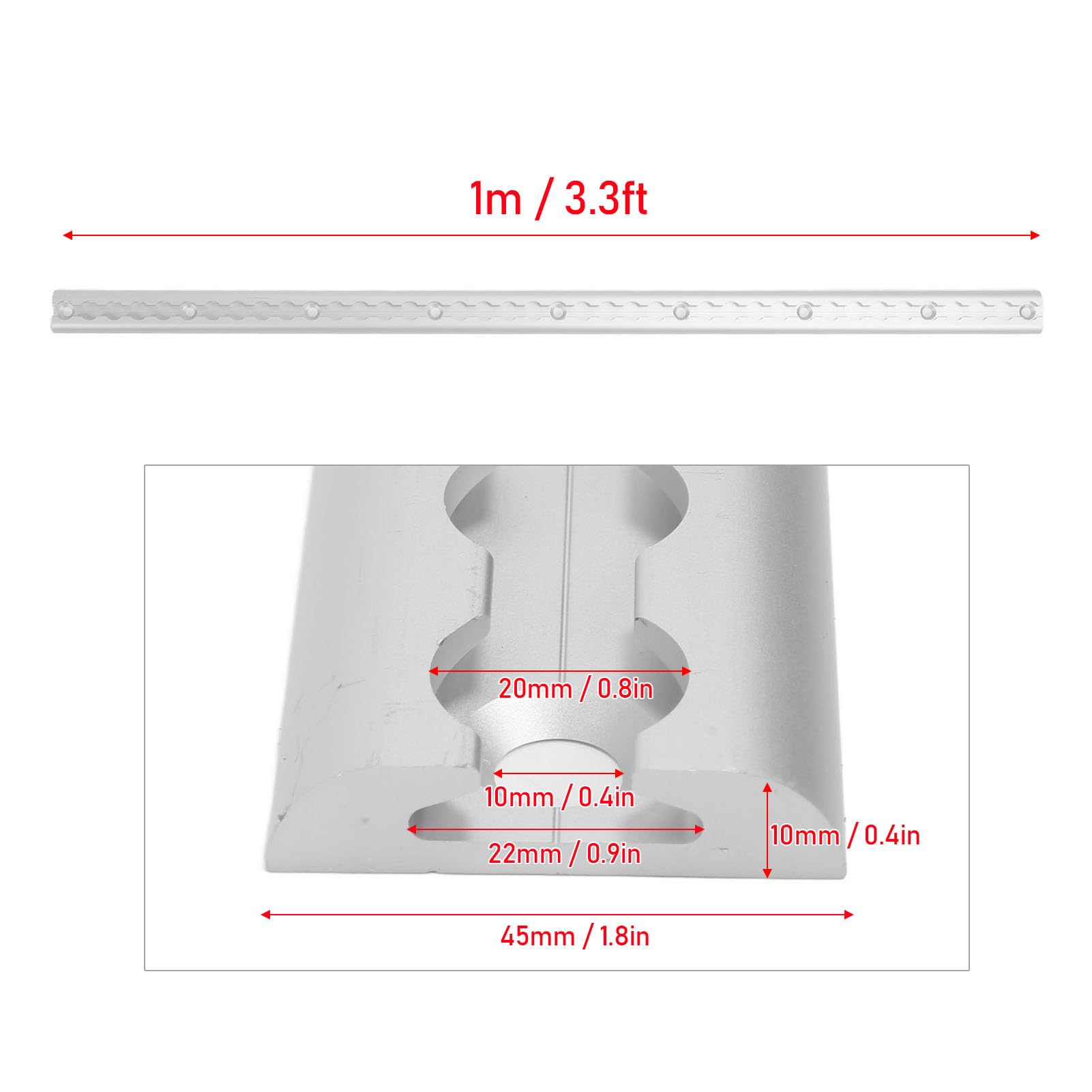 POENVFPO Riel de Riel en L de Aluminio de Amarre de en L de 3.3 Pies con Orificios Preperforados Anclaje de Carga Anodizado para Plataformas de Camiones, Remolques, Vehículos Recreativos, Fácil