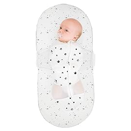 Happiest Baby SNOO Sleep Sack - 100% Organic Cotton Baby Swaddle Blanket - Doctor Designed Promotes Healthy Hip Development (Ivory Planets, Small)