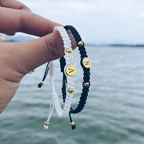 Miniatura 6 de Pulseras personalizadas para pareja con nombre grabado personalizado a juego pulseras para parejas para él y ella, pulsera de relación personalizada
