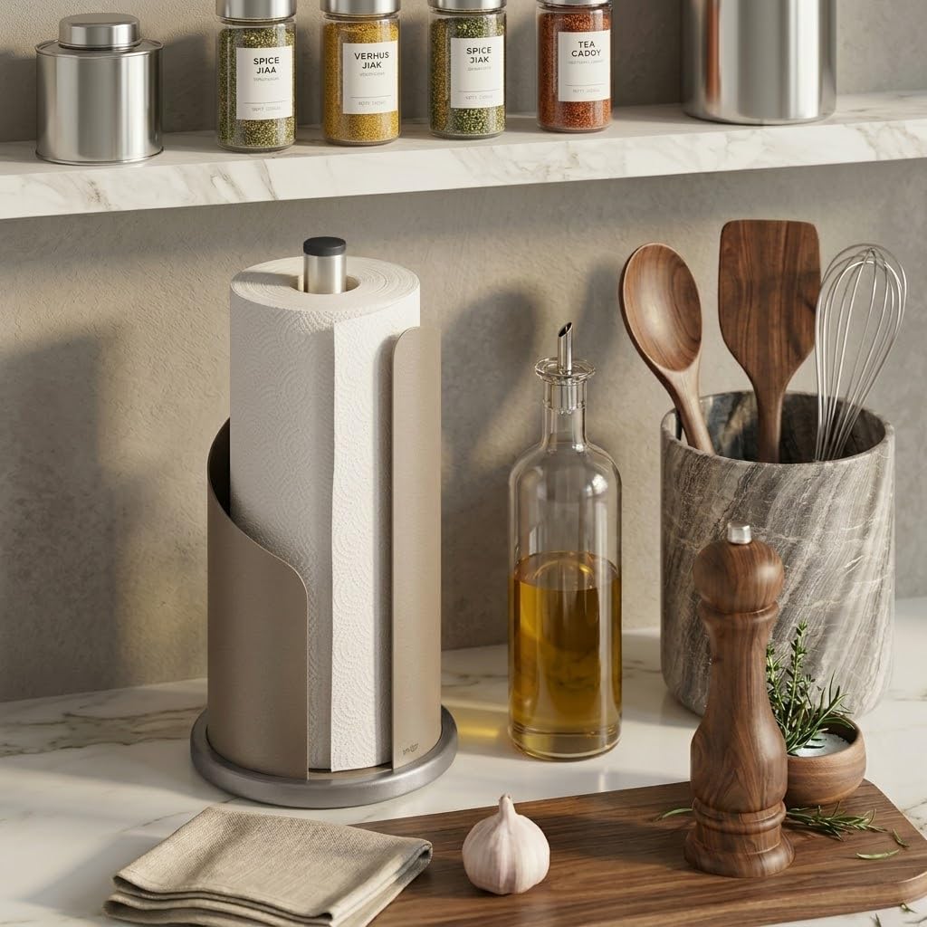 Porta rotolo da cucina, in acciaio inox con rivestimento opaco, Ø 15 cm talpa
