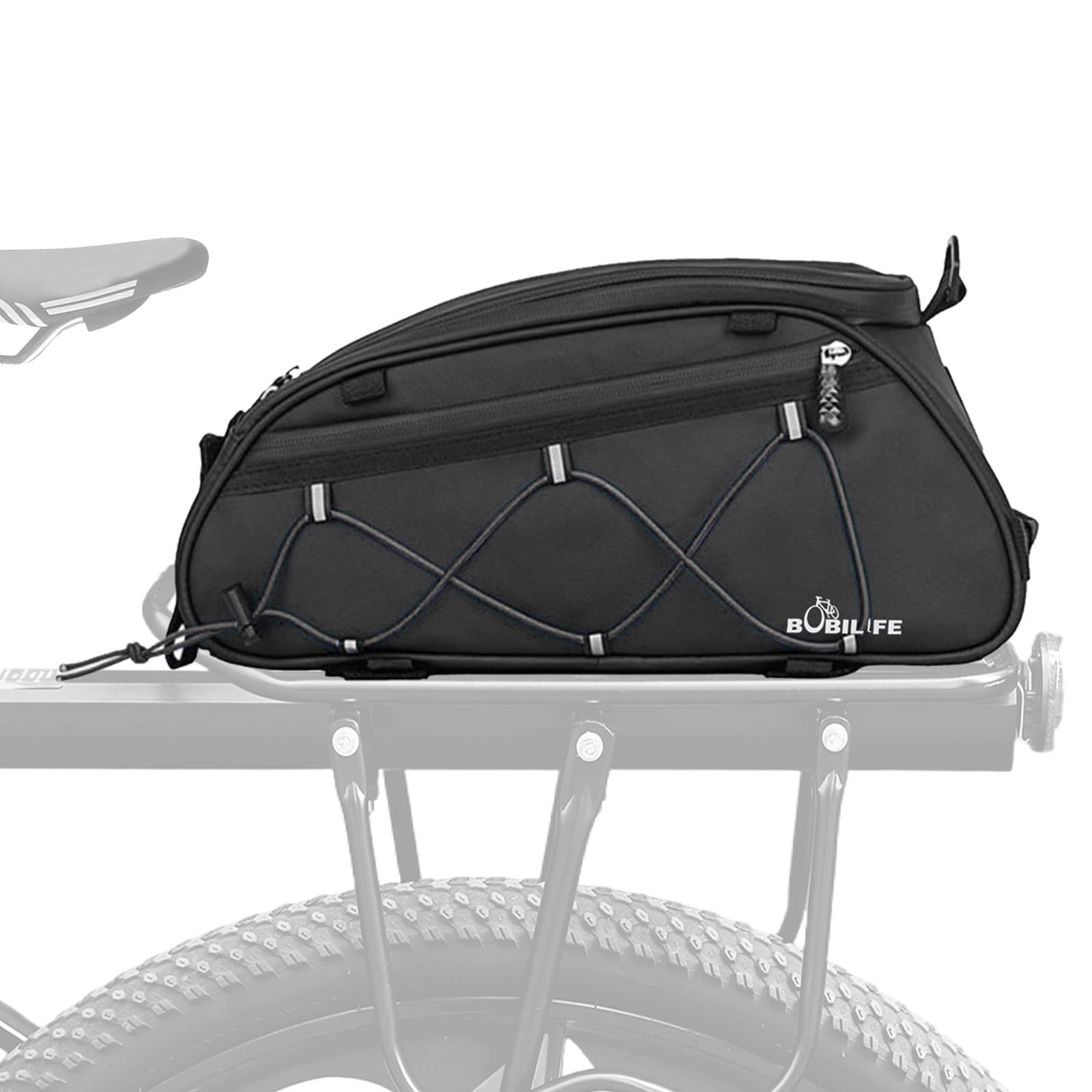 BOBILIFE Insulated Bike Pannier Rack Bag 10L Large Capacity Waterproof Bicycle Travel Expedition Back Seat Pannier Rack Bag for Bicycle, E-Bike and Motorcycle