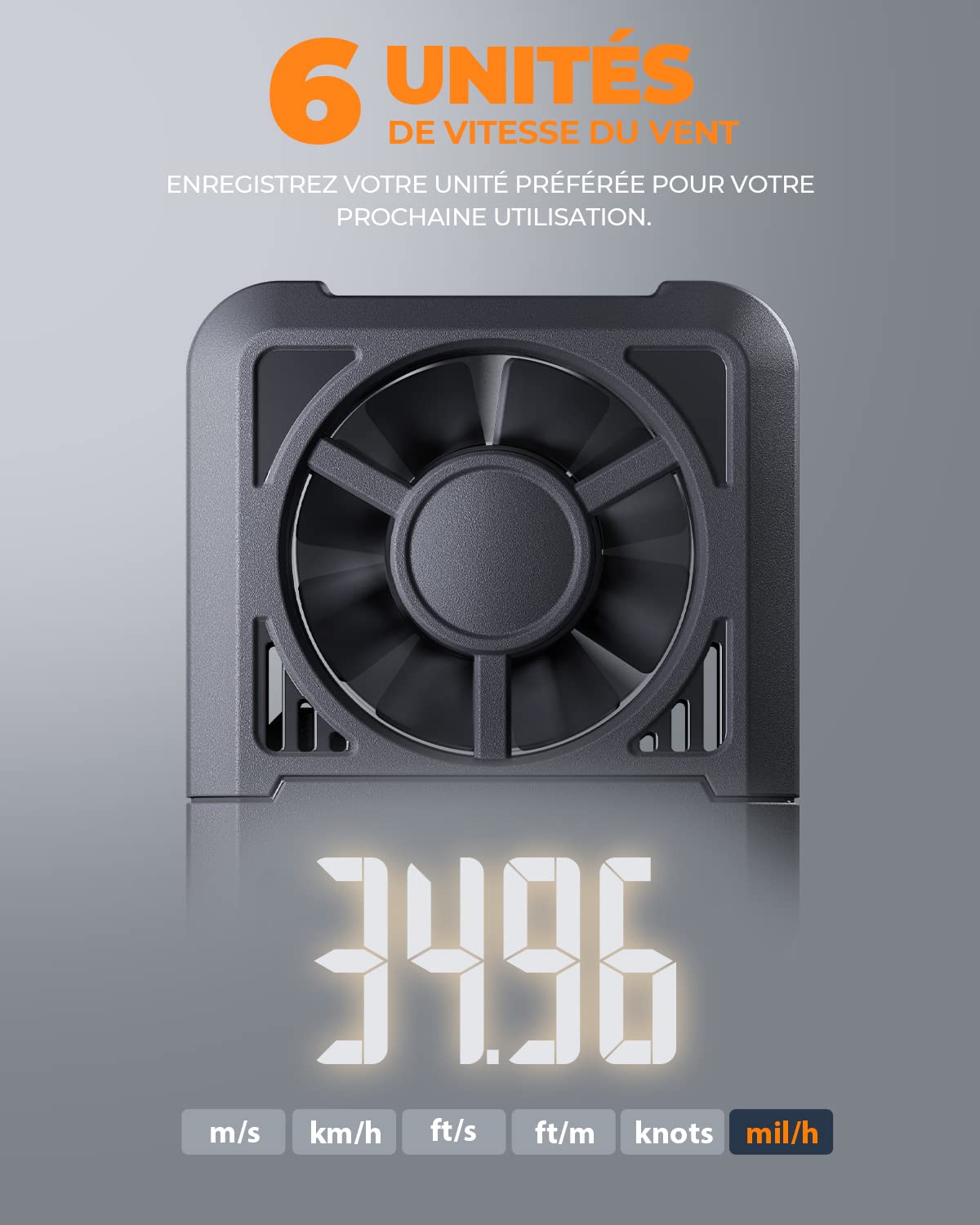 Anémomètre numérique TopTes TS-301, Compteur de Vitesse du Vent Avec écran LCD 2,26 pouces, Débitmètre d'air pour HVAC/Voile/Surf/Prise de Vue/Drone, 6 Unités de Mesure Rétroéclairage Jauge de Vent
