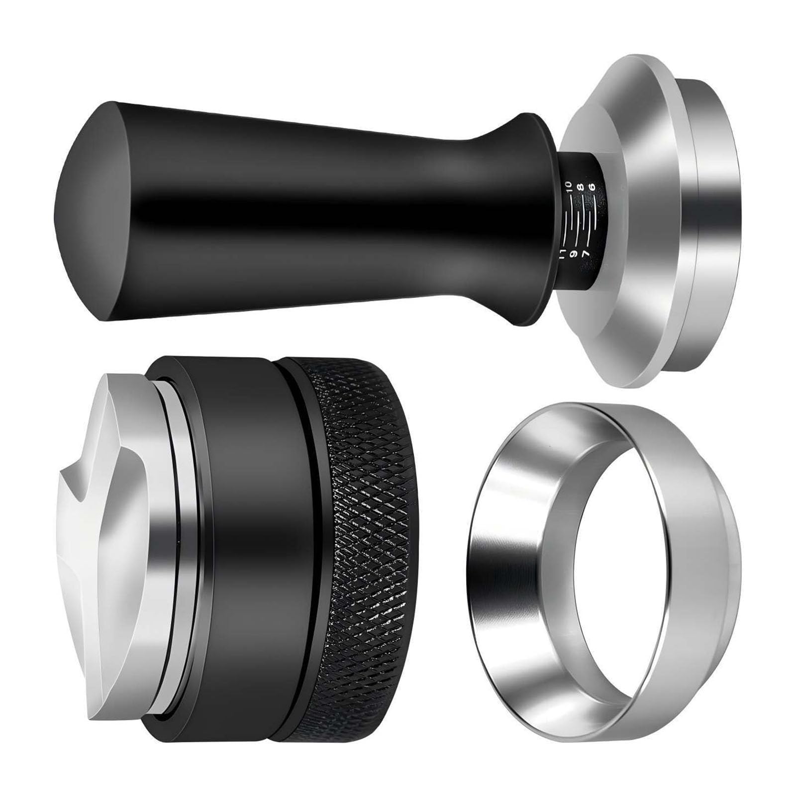 Buxuaaaa Premium 51mm Espresso Accessories Set Stainless Steel Coffee Maker Tools with Ergonomic Design Stainless Steel Coffee Tamper Set