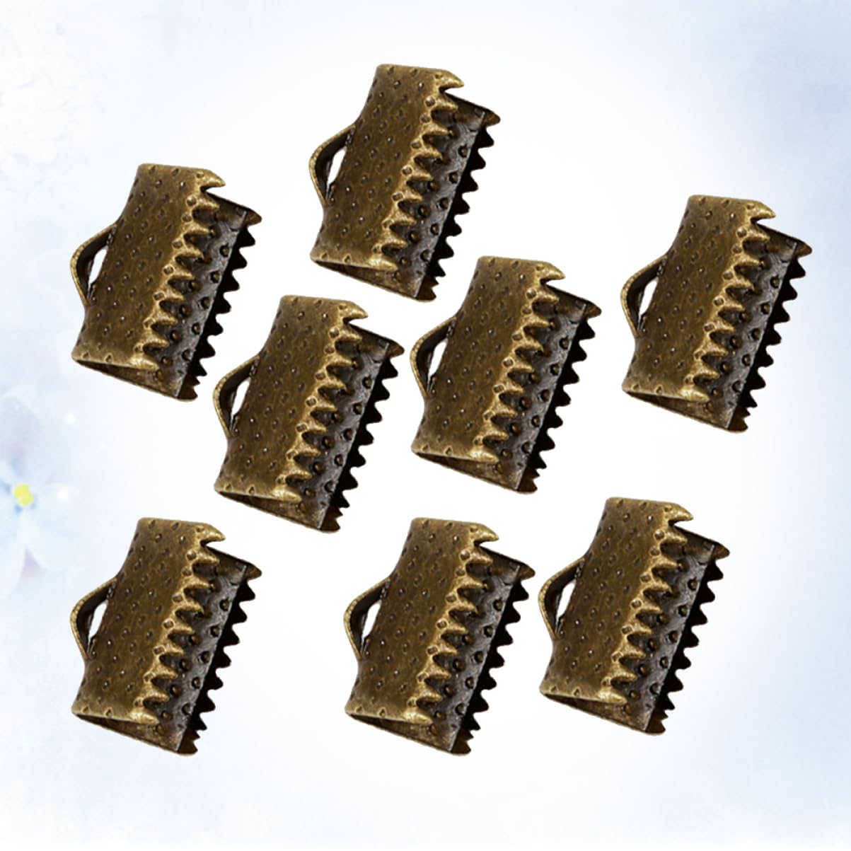 TOPPERFUN DIY Jewelry Components 100pcs Metal Plated Ribbon Ends Fastener Clasps Textured Crimp End Clamps Zipper Clips