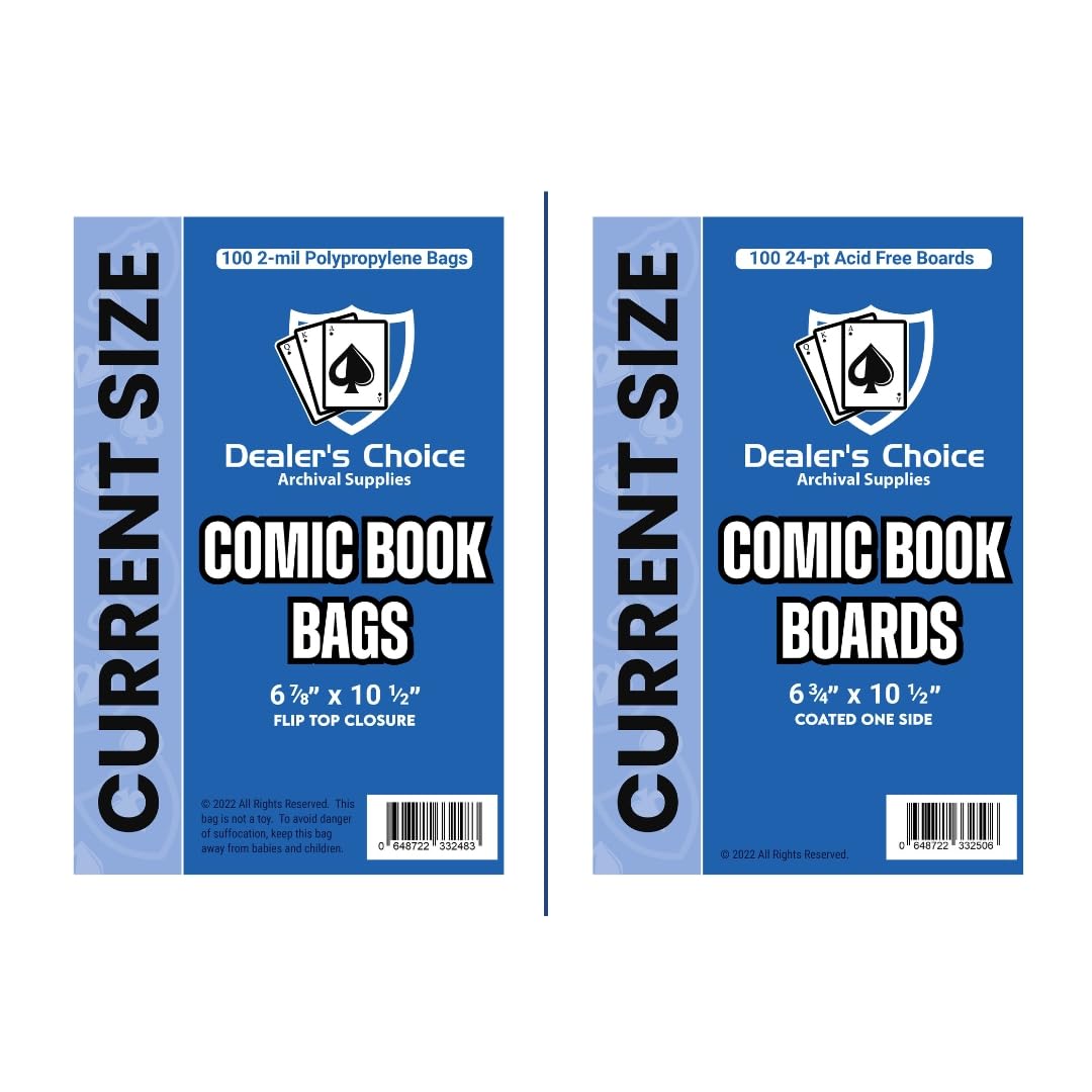 Gemini Premium Comic Book Bags and Boards | Current Size (6 7/8" x 10 1/2" Bags, 6 3/4" x 10 1/2" Boards) | 2-mil Polypropylene Bags, 24-pt Acid-Free